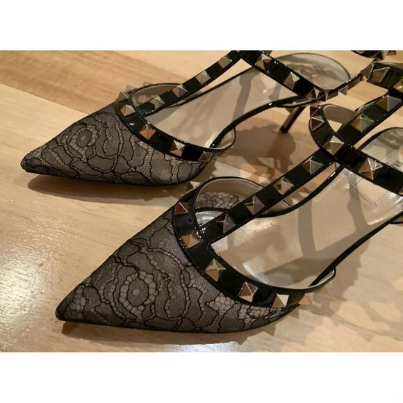 Valentino Garavani Lace Rockstud Heels 40 - Picture 3 of 4